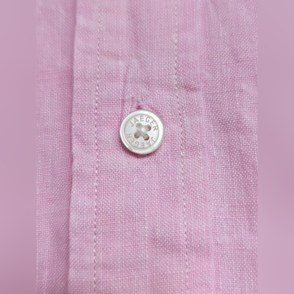 Jaeger Pink 100% Linen Summer Shirt Mens Size XL Short Sleeve - Picture 3 of 7
